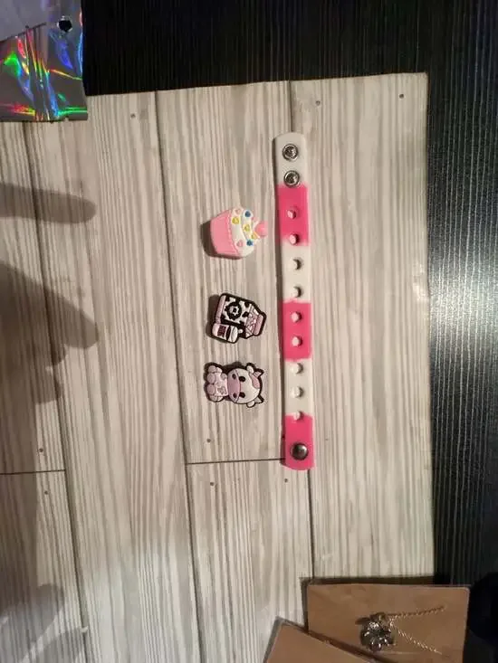 Charm Bracelet Pink Cow Strawberry Milk Cupcake Charms child size (7 inches)