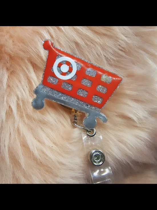 Red Shopping Cart Badge Reel