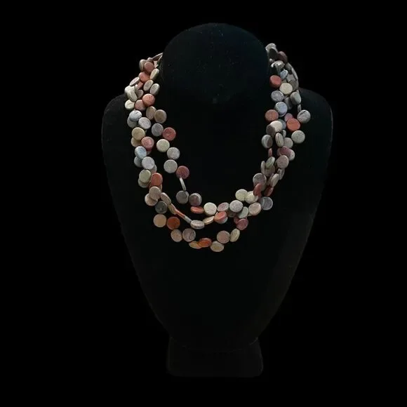 Vintage Wood Multi-strand Multicolor Necklace