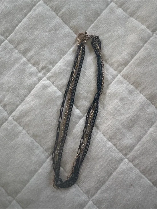 Ex voto vintage multi-Strand Black and Gold Layered Necklace - Women Jewelry
