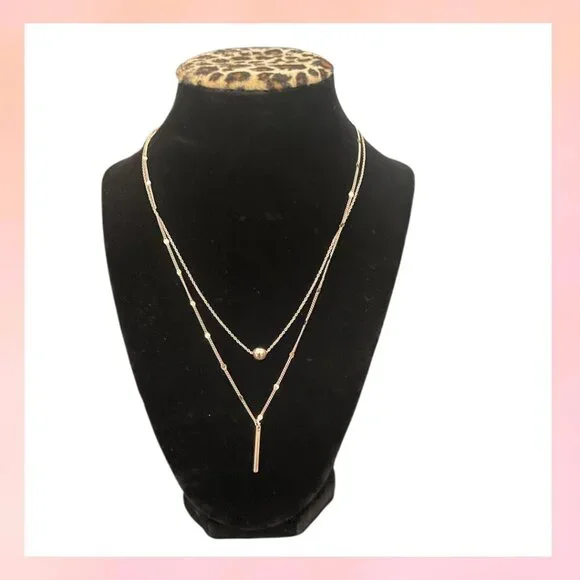 Vintage Boutique Bar Layered Double Necklace