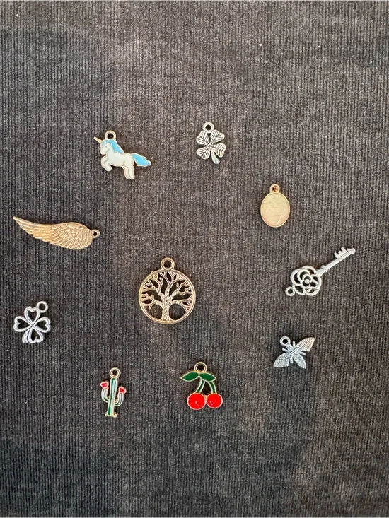 Assorted Kids Charm Set — Colorful Red & Blue Enamel Accents