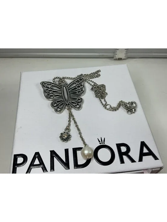 Pandora Love Takes Flight Butterfly Pendant Necklace 18” Adjustable Chain