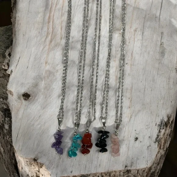 Stack Stone Gemstone Crystal Chip Pendant
