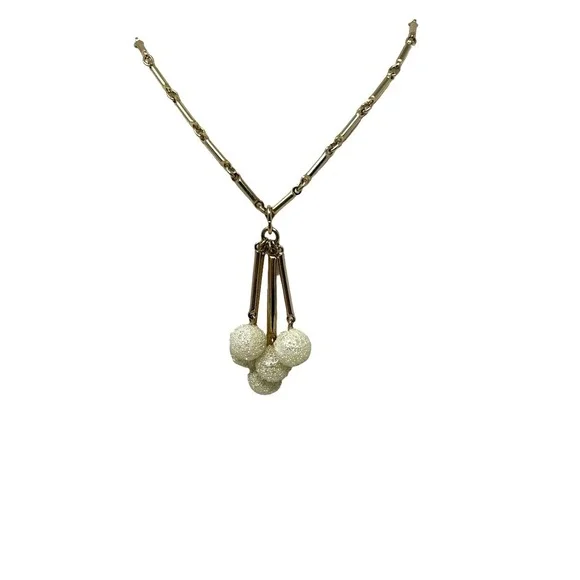 Vintage‎ Sarah Coventry Necklace Bar Chain with Dangling Frosted Sparkle Beads