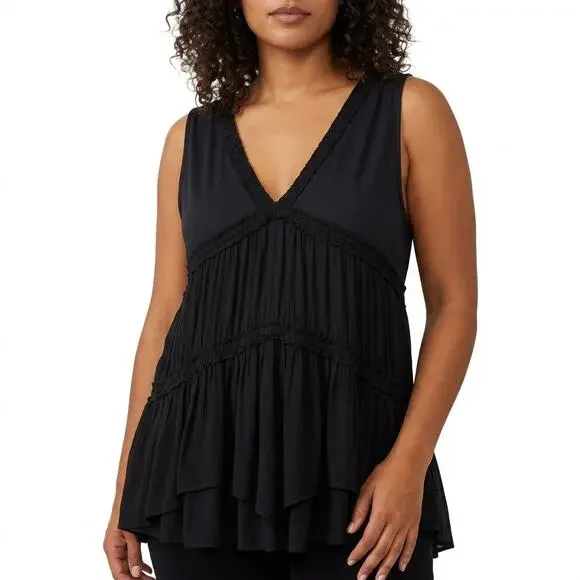 Free People Black Tunic Lightweight Top Women Size S/P