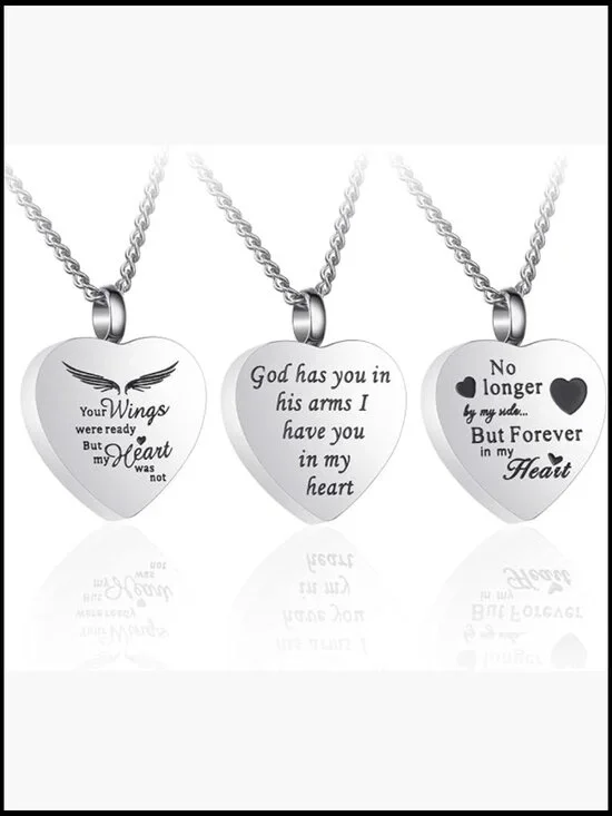 Heart Urn Necklace for Ashes Memorial Cremation Jewelry, Stainless Steel