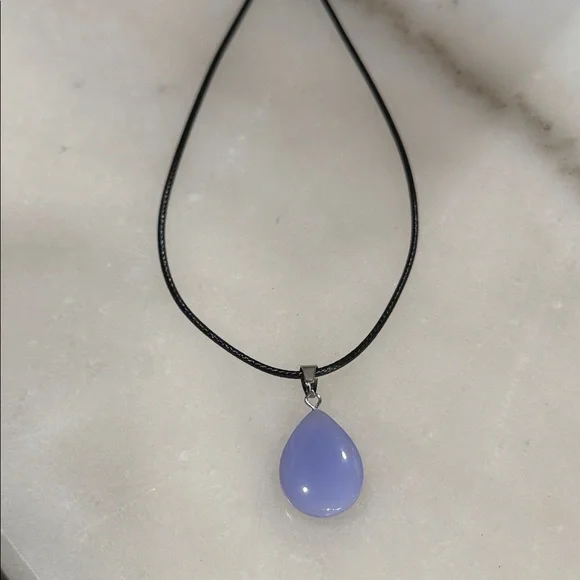 Lavender Teardrop Pendant Necklace on Black Cord