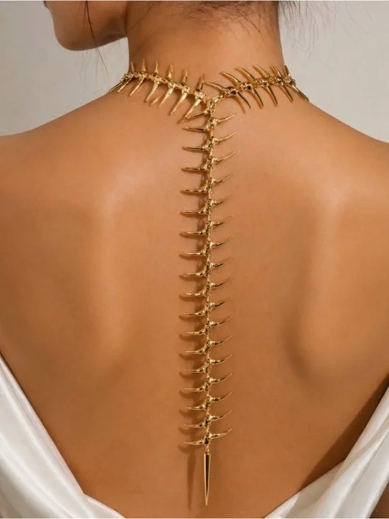 NEW! Gold Spine Back Necklace. Statement Jewelry A2-61