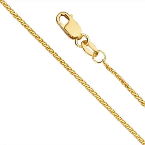 14k solid gold wheat chain Necklace | perfect gift | 14K 1mm 8 Round Wheat |