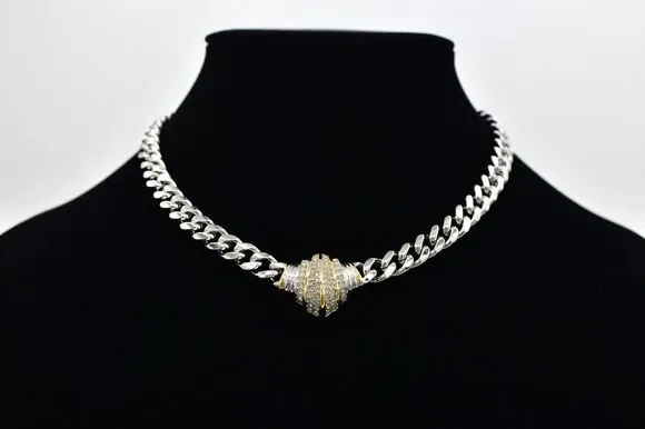 Christian Dior Vintage Crystal Collar Necklace Silver Gold Signed 1960s BinBJ