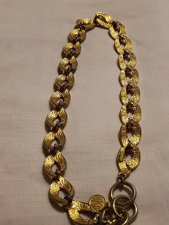 Vintage Ann Klein Gold-Tone Textured Link Necklace - Women Jewelry