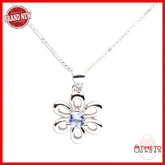 Sterling Silver Daisy Birthstone Necklace 14 Inch Chain Kids Jewelry