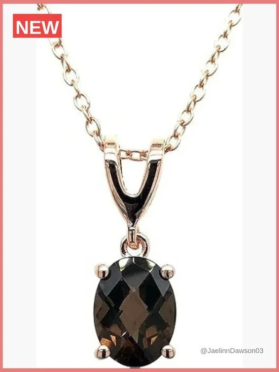 Gemstone Oval Pendant Necklace with 18