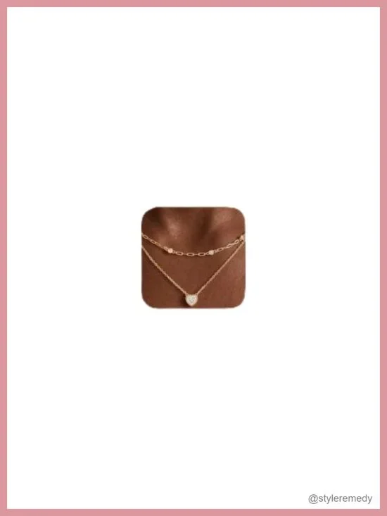 14K Gold Plated Layered Dainty Necklace Set - Stackable Pendant Necklace for