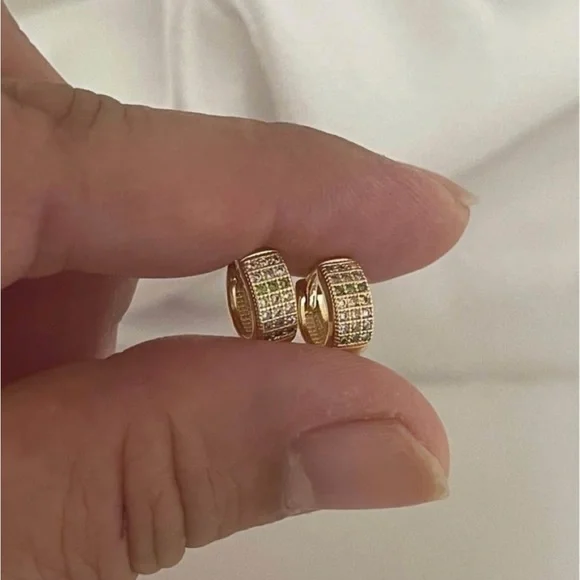 Kids Gold Pave Huggie Earrings with Sparkling Stones