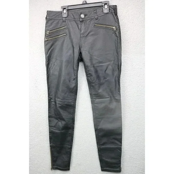 Free People Women's Faux Leather Biker Style Pants-Size 2-Pockets-Skinny Jeans