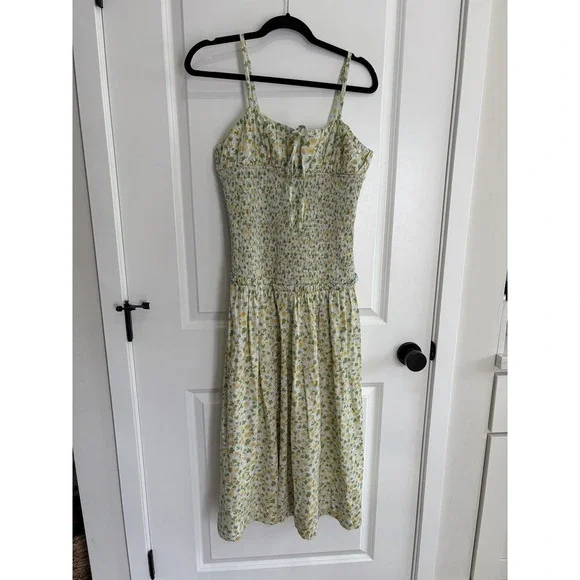 FREE PEOPLE  Lavender Daze Dress Green Floral Print L/XL