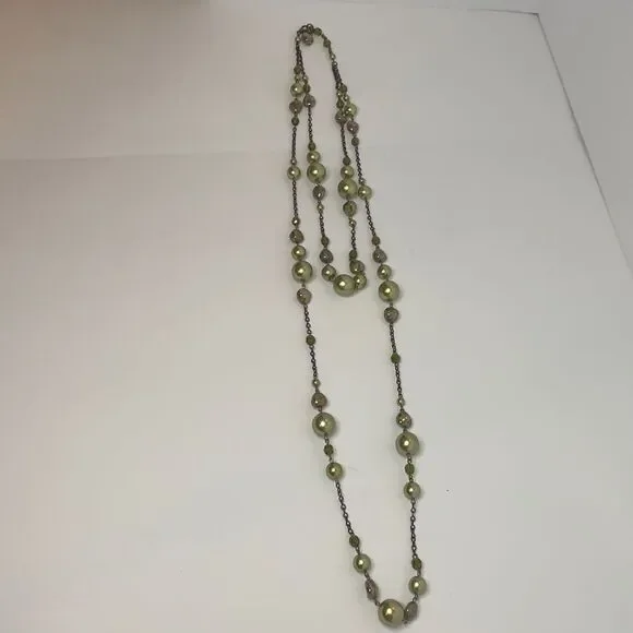 Green Brown Double Strand Stone Bead‎ Necklace