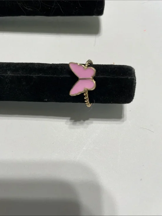 Children’s Gold-Tone Pink Butterfly Ring