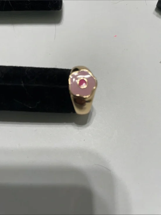 Children’s Gold Pink Enamel Flower Ring
