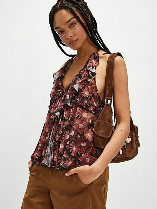 Free People Fearless Knit Tank in Pecan Combo XS