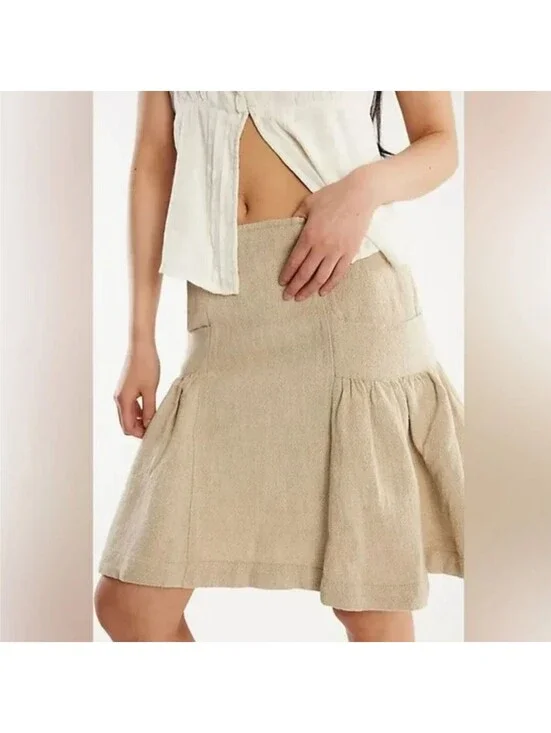 Free People Stansbury Midi Skirt in the Natural Combo colorway Size 14 #1303