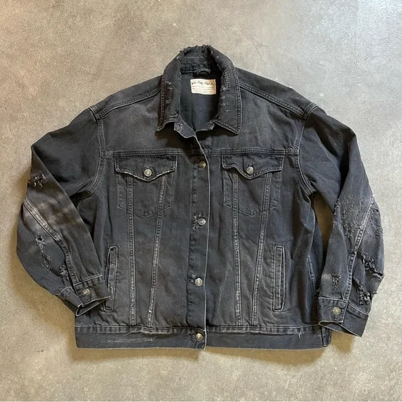 Free People We The Free Black Denim Jacket