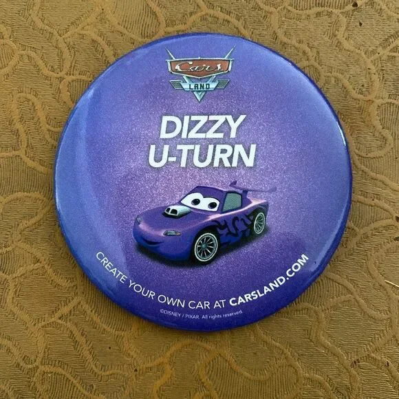 Disney California Adventure Car's Collector Button Carsland Dizzy U-Turn