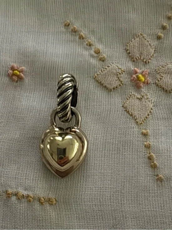 David Yurman Two-Tone Heart Charm Pendant in Silver and Gold