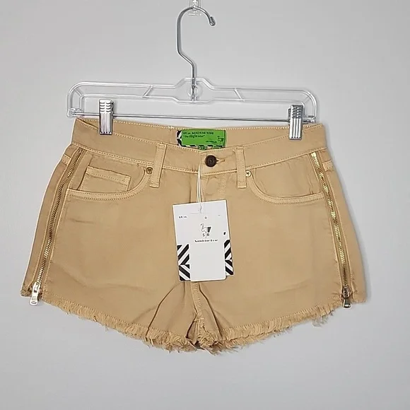 Sandrine Rose by Free People Beige Shorts with Side Zippers Size 25