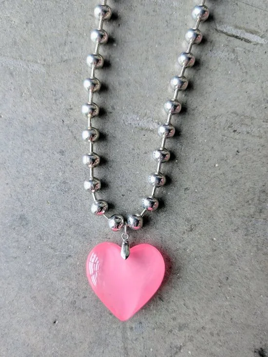 Urban Outfitters Five Fourty Nine Lia Heart Ball Chain Necklace