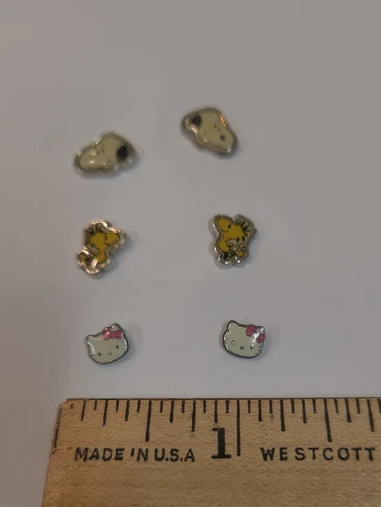 Snoopy, Woodstock, and Hello Kitty Characters - 3 Post Earring Set
