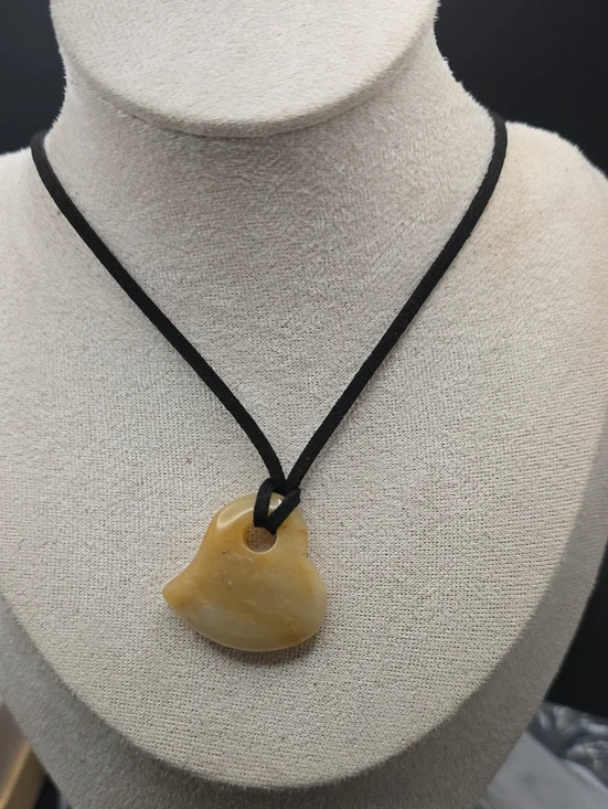 Yellow Jade Heart Pendant Necklace (2491)