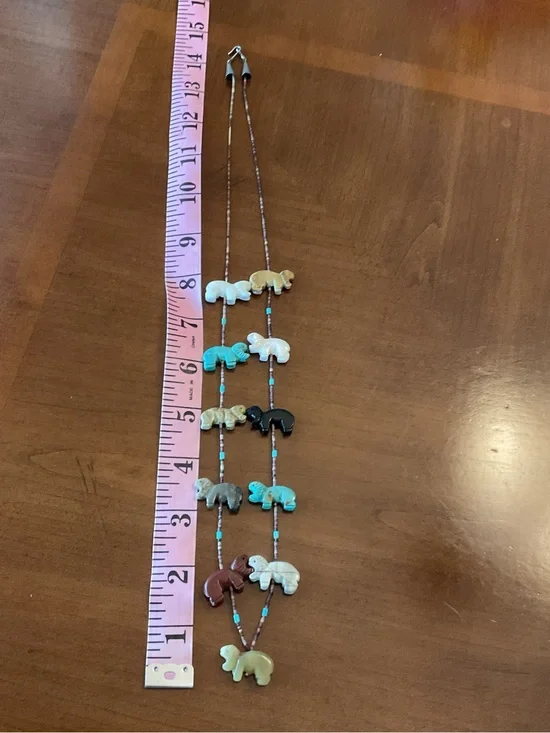 Beaded Elephant Necklace - Multi Color Stone Beads