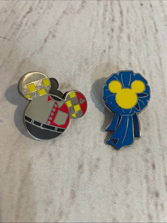 2 Disney Hidden Mickey Pins - Blue Ribbon Completer & EPCOT Test Track Uniform