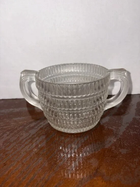 Vintage 1940s Hazel Atlas Glass Beehive Sugar Bowl