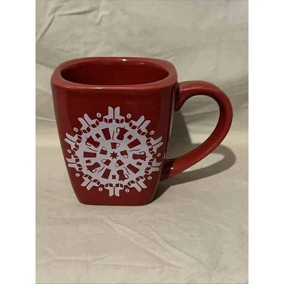Starbucks 2004 Red Christmas Snowflake Holiday Coffee Tea Cup Mug Heavy‎ Retired