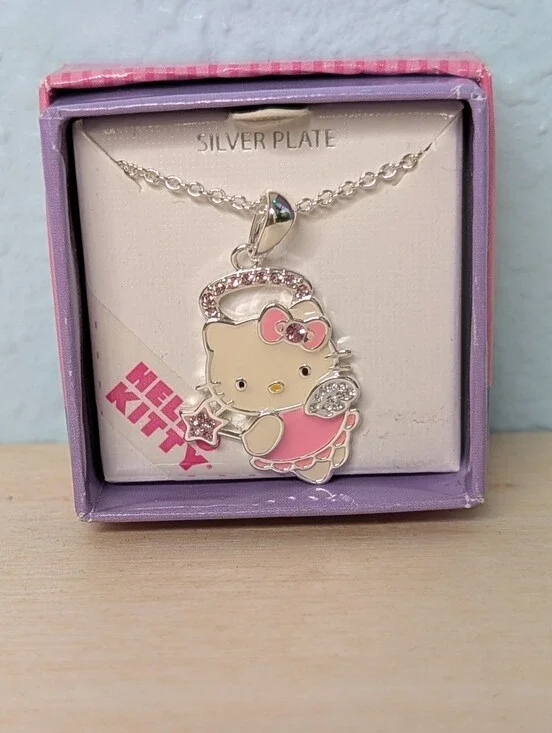 Hello Kitty Angel Rhinestone Pendant Necklace NIB Sanrio Jacmel