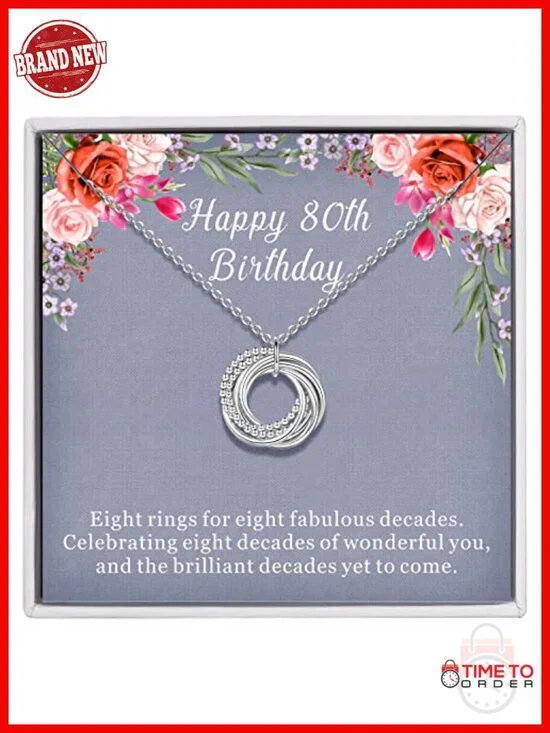 80th Birthday 925 Sterling Silver Ring Pendant Necklace Gift for Women