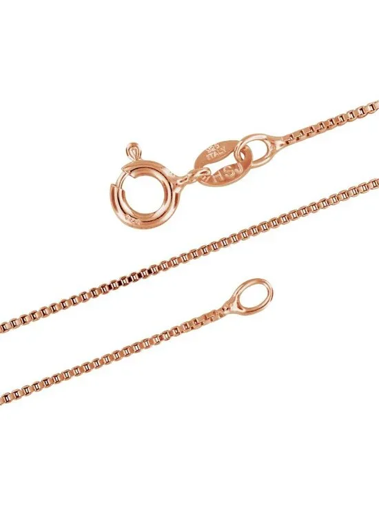14kt Rose Gold Plated Dainty Box Chain Necklace for Women - Thin, Nickel-Free