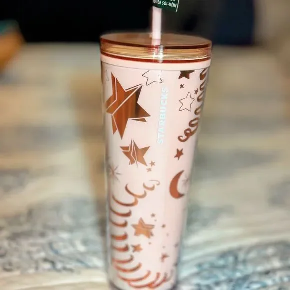 Starbucks Holiday 2023 Pink Moon‎ and Stars tumbler Venti