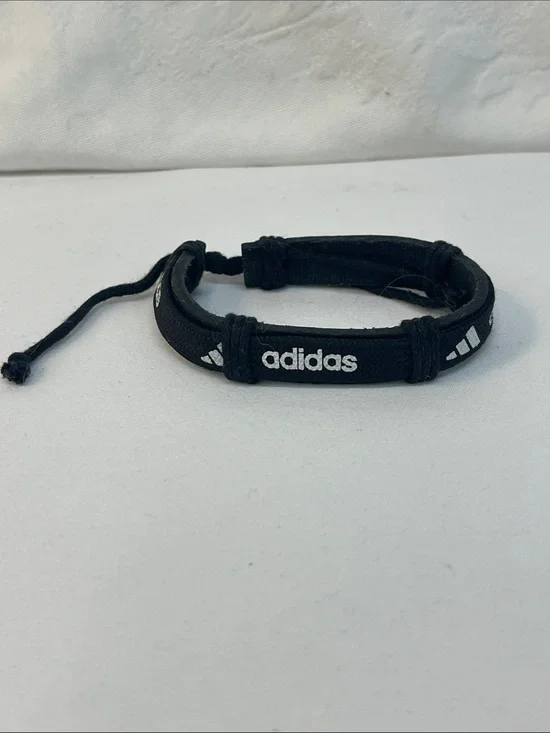 adidas Black and White Cord Logo Bracelet