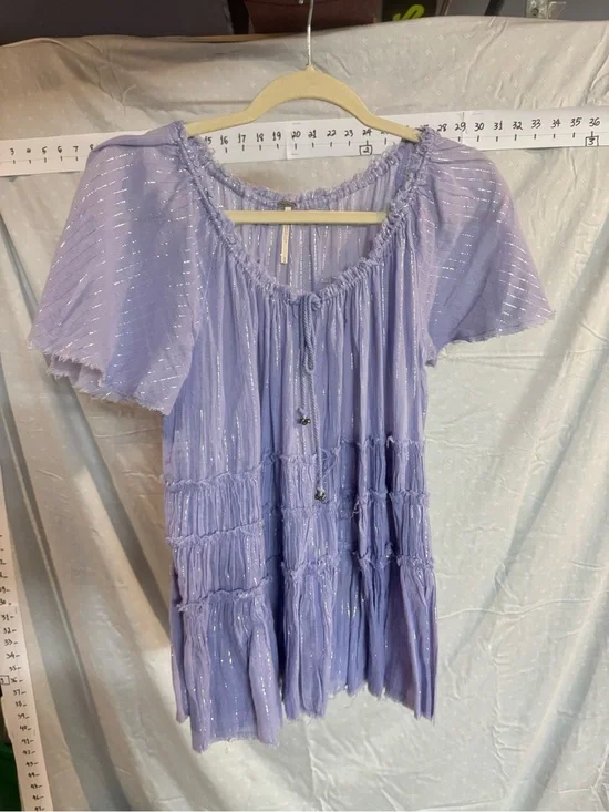 Free People Lavender Metallic-Thread Tiered Peasant Tunic