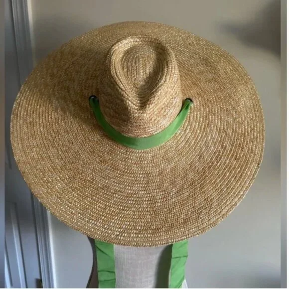 Free People NWT Straw Wide Brim lime green women’s hat