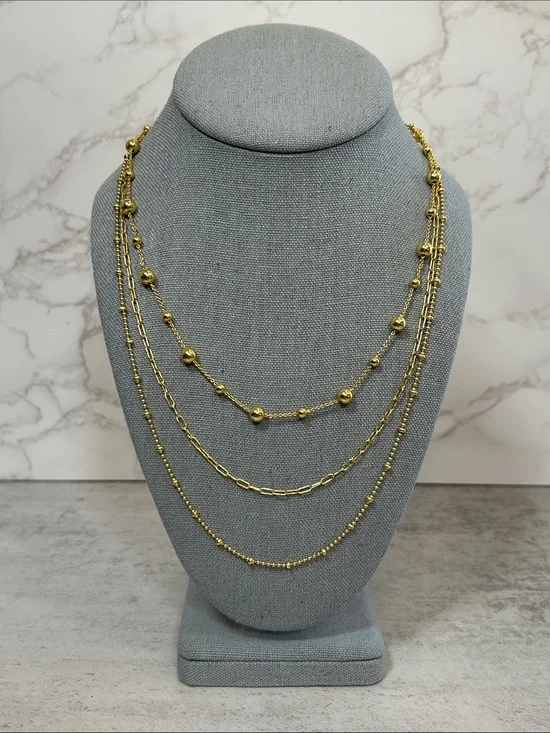 J. Crew Gold-Tone Layered Beaded & Paperclip Necklace