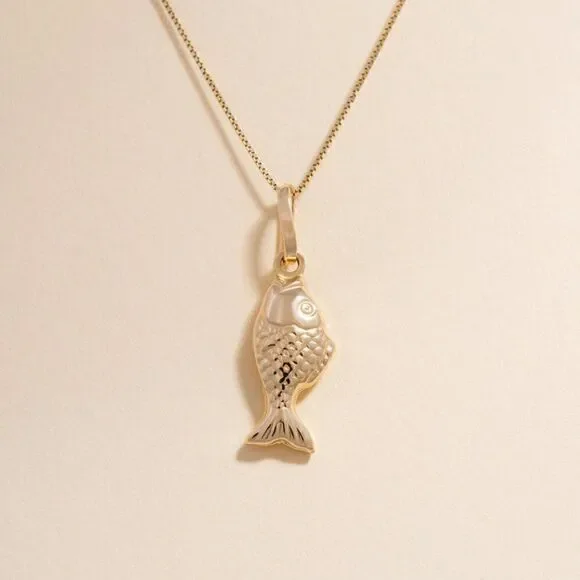 Fish charm | Real Gold necklace | 14k Real Gold Pendant | birthday gift |