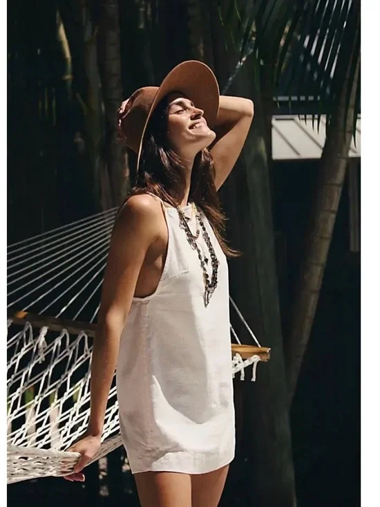 FREE PEOPLE Free-Est - Beachside Cotton-Linen Mini Medium White NWT