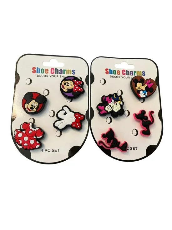 Girls Minnie & Minnie Mouse Rubber Croc Shoe Charms  8 Piece Set New