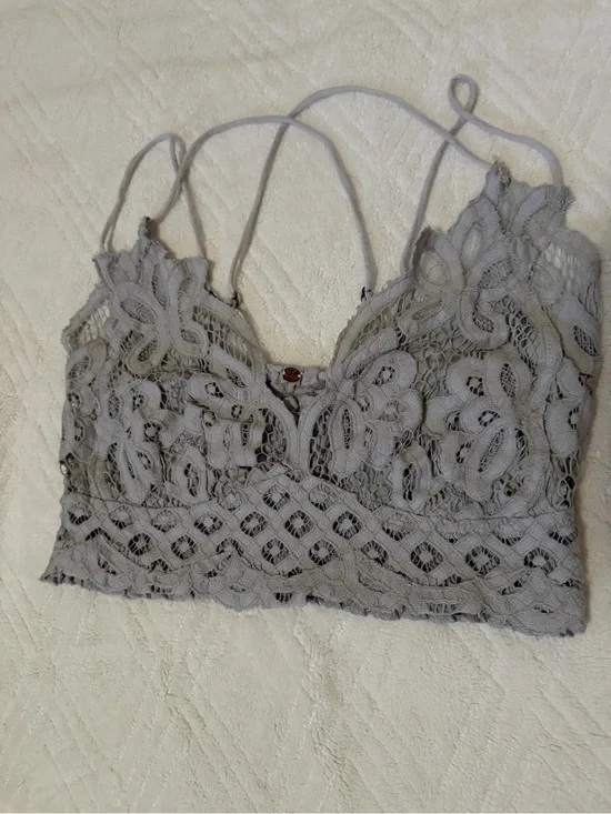 Free People Lace Crop Bralette in Light Gray